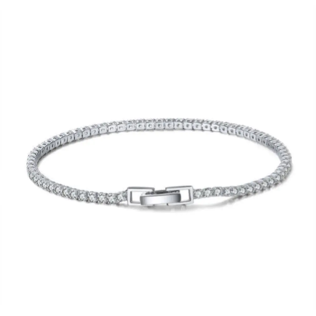 

OEM Factory Cubic Zircon Silver Plated Bracelet Round cut Charm Jewelry Women Men Girls 925 Sterling Silver Tennis Bracelets