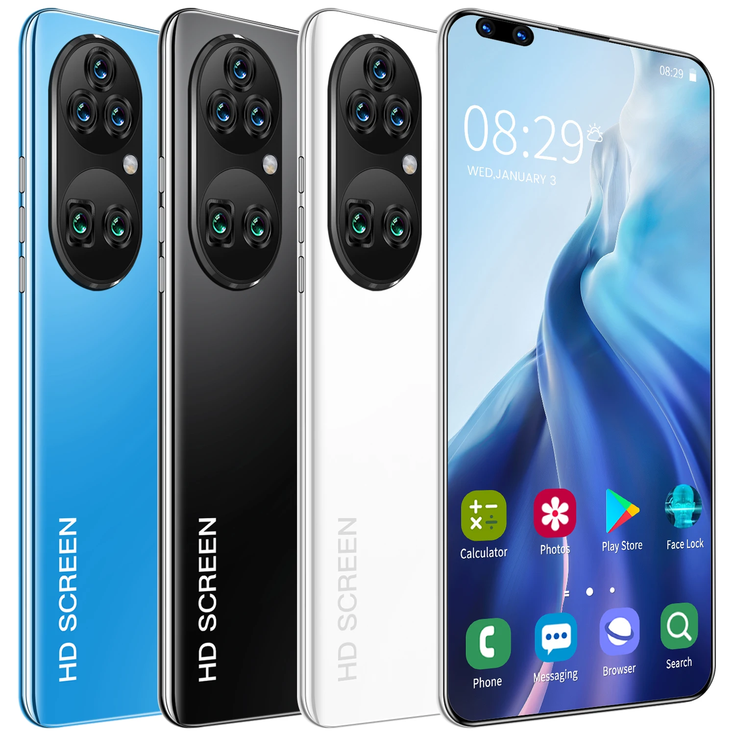

2021 New P60 Pro 7.8 Full-screen Deca Core Mobile Phone 16GB+512GB Dual Card Global Telefones Celulares Smartphone, Black green white