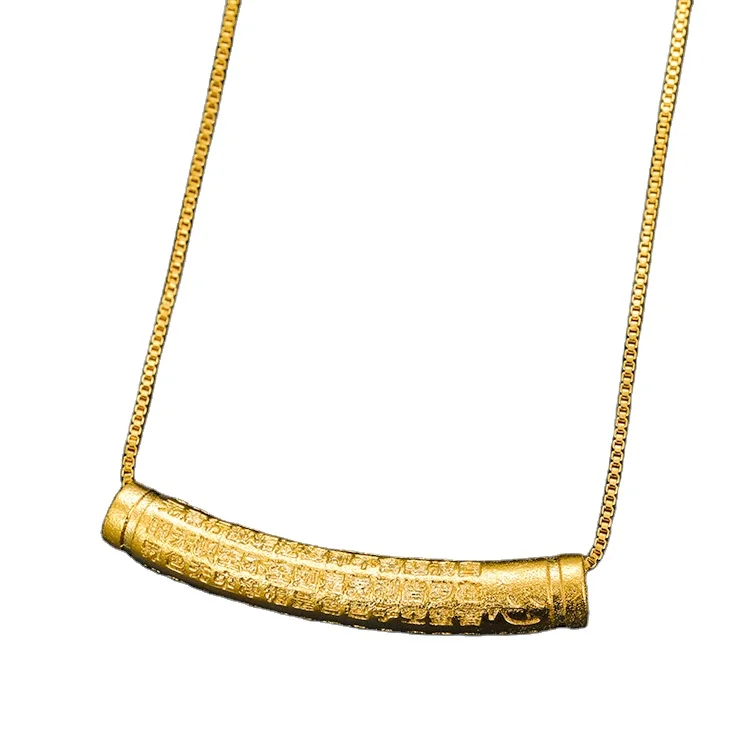 

New Goldplated Trendy Flower Money Tube Clavicle Chain Vietnam Sand Gold Long Tube Necklace Female Jewelry Wholesale