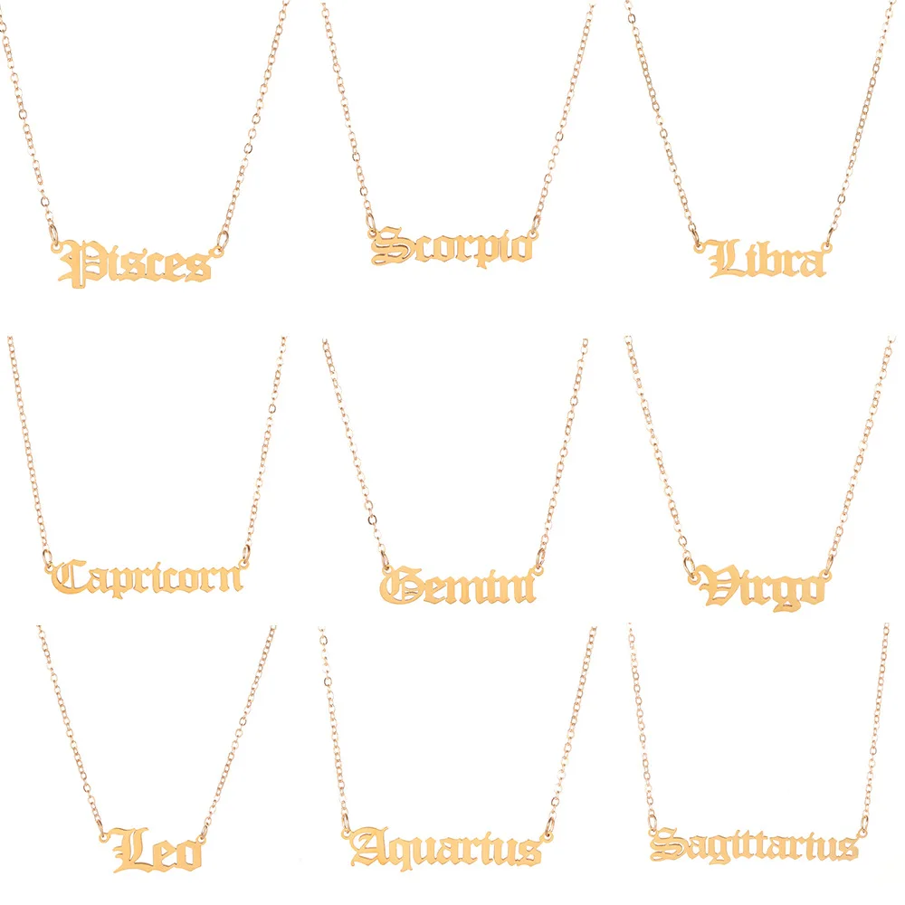 

Hot Selling Trendy Stainless Steel Gold Filled Zodiac Pendant Necklace