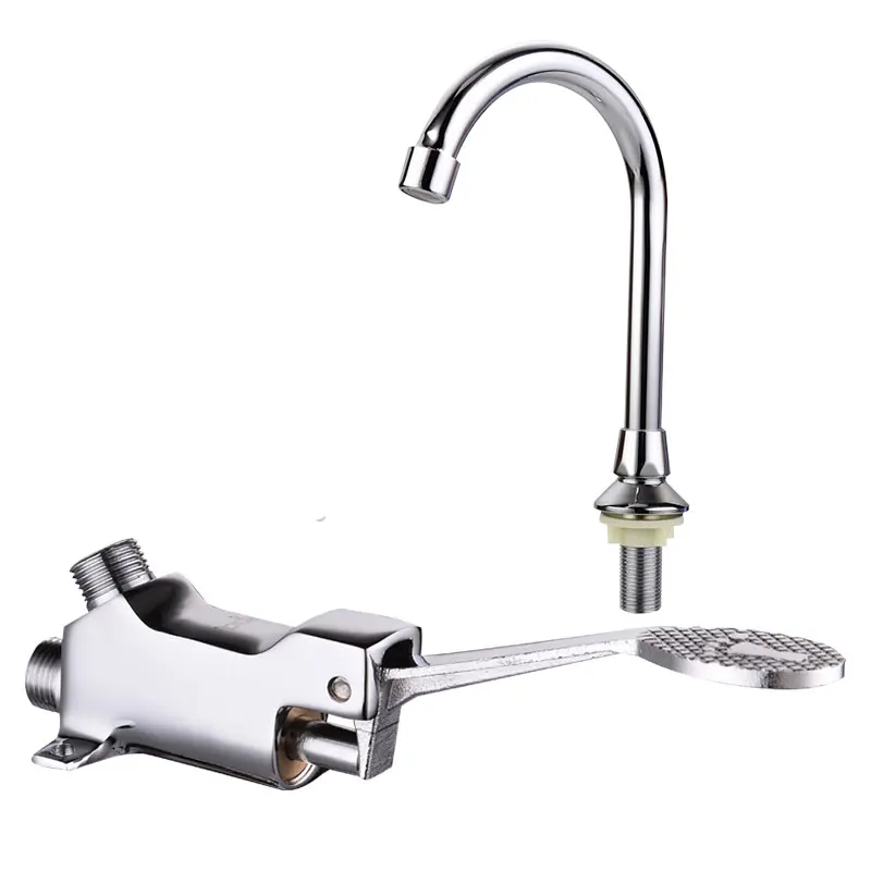 

Foot Operated Pedal Flush Grifo De Pie Cold Water Kitchen Faucet Hospital Foot Control Valve Pedal Faucet Tap