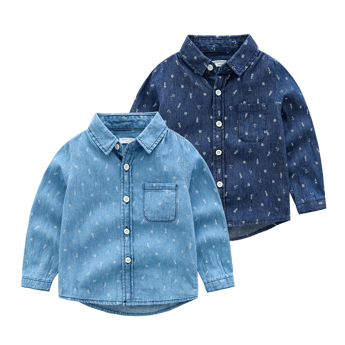 

Fashion Printed Fashionable Loose Shirts Autumn Boys Denim Shirts Children's Spring and Autumn Leisure