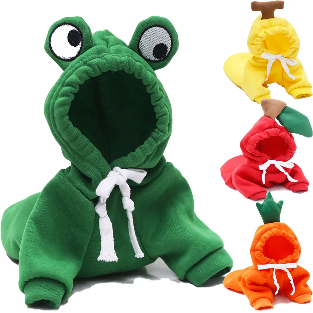 

Cute Pet Clothes Frog Banana Carrot Apple Shaped Hoodies For Dogs And Cats Funny Fruit Pet Apparel Halloween Christmas Costume
