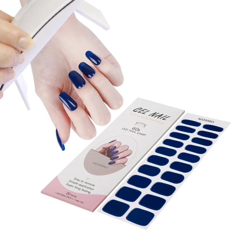 

Huizi factory supplier New Nail art semi cured gel nail wraps polish strips nail polish uv gel