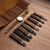 

Custom 20mm 22mm 24mm 26mm Handmade Vintage Brown Soft Genuine Calf Leather Watch Strap Band With brushed buckle