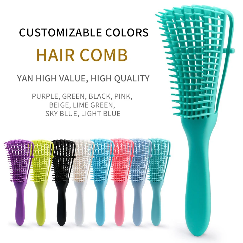 

customized For hair brush Wholesale Custom Octopus Eight Rows Detangler Woman Curly Detangle Vent Detangling Massage Hair Brush, Tiffany green, pink, purple, black...