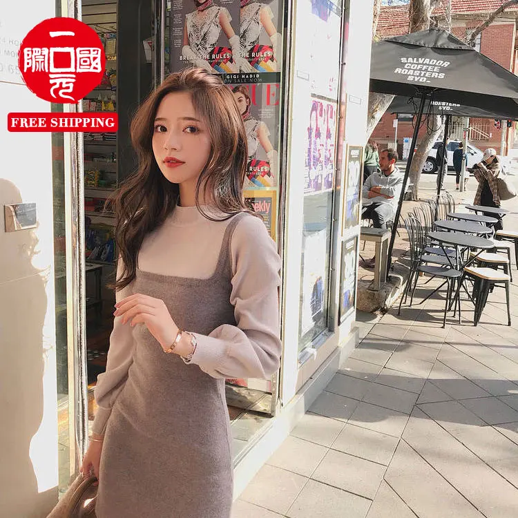 

2021 spring new student Korean knit dress girls' dresses