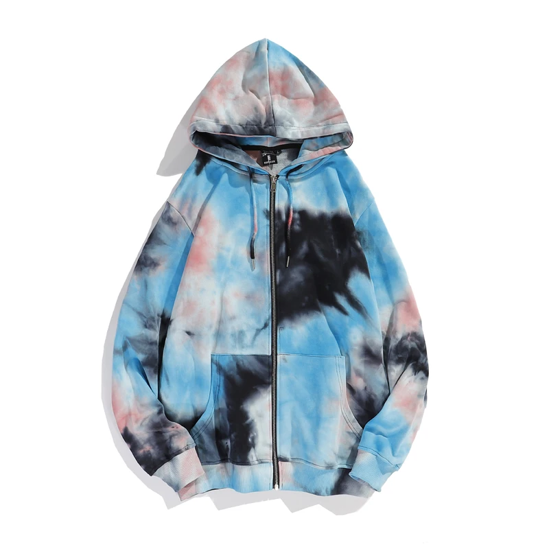 

Winter And Autumn Full Zip Tie Dye Top Pullover Hoodie Men And Women Streetwear Online Shopping