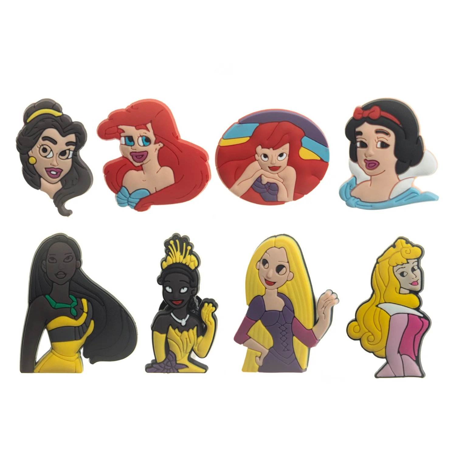 

Wholesale PVC croc charms cartoon princess Custom designer sandals charms shoe charms for kids DIY gift, Picture
