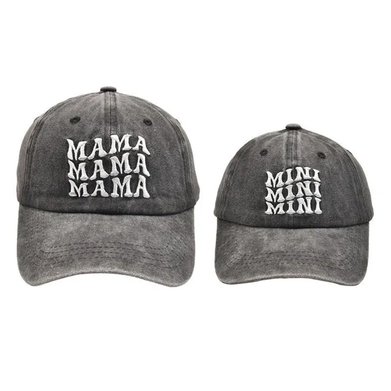 

Mama And Mini dad Hats logo custom embroidery cotton washed Baseball Caps distressed vintage cap