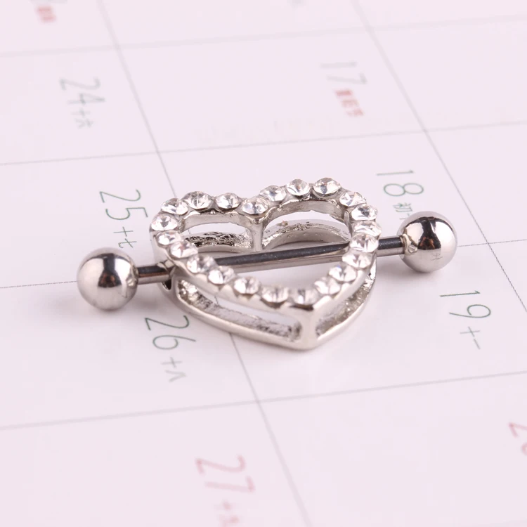 Ready To Ship Stainless Steel Heart Shape Female Nipple Piercing Studs