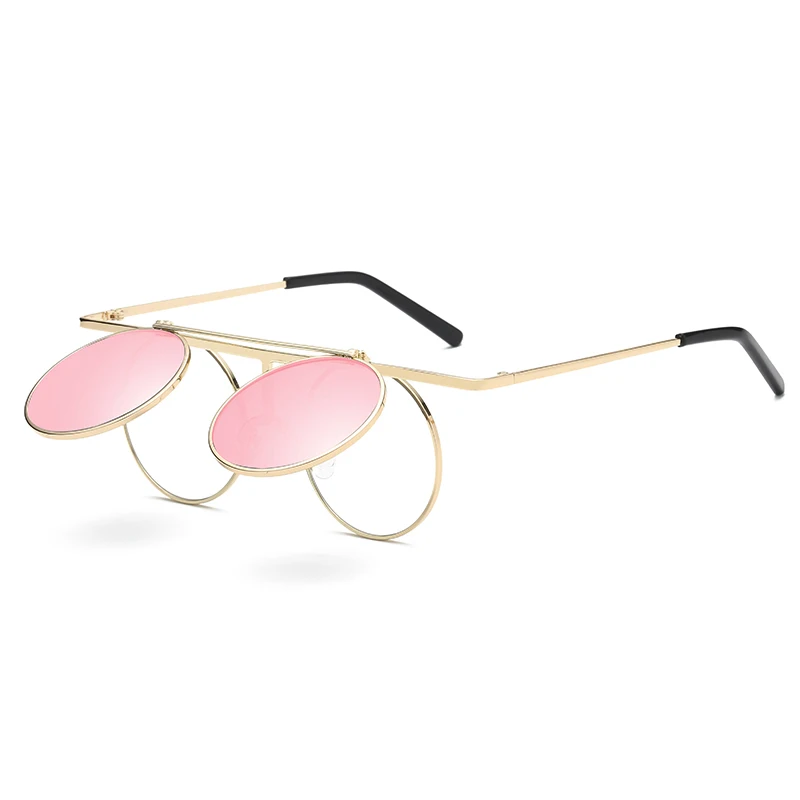 

Promotional Fashion Punk Women Metal Clip On Round Frames Polarized Sunglasses Sun Glasses, Picture shown