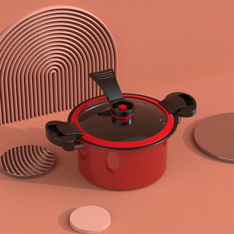 

Micro Piezoelectric Die Casting Cooker Iron Granite Pan Stewing and Frying Kitchen Cooking Pot Soup & Stock Pots Set Cookware, Green/red