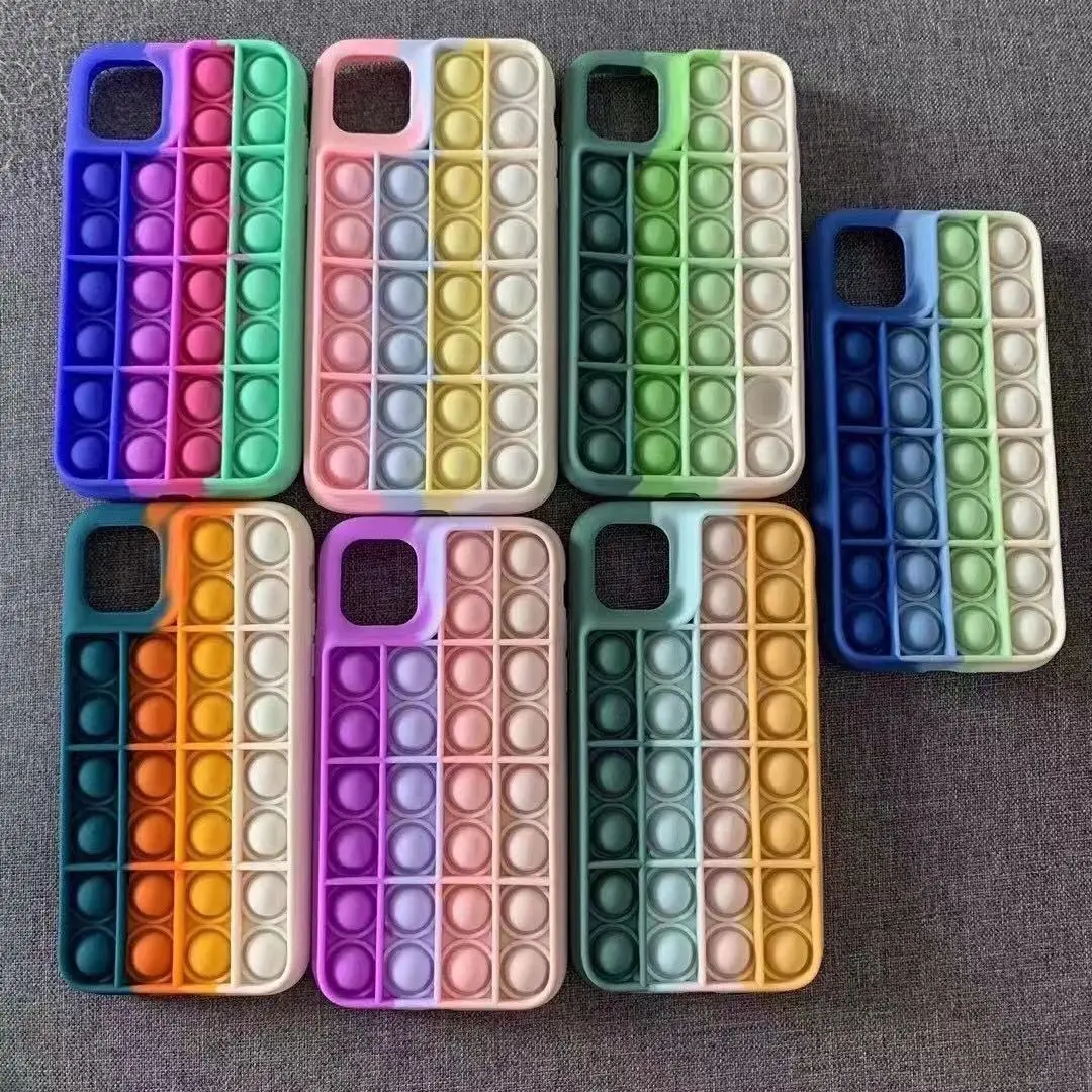 

Stress Relief Bubble Fidget Toys Phone Case Soft Silicon Push POPs Case  12 pro max