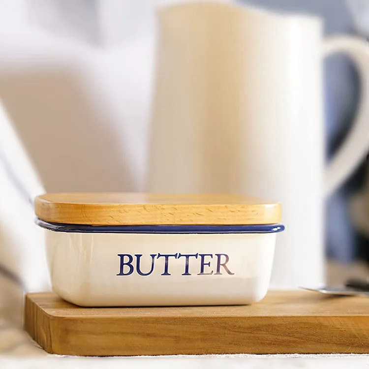Butter Dish Holder Keeper Up To 2 Sticks Container With Bamboo Lid