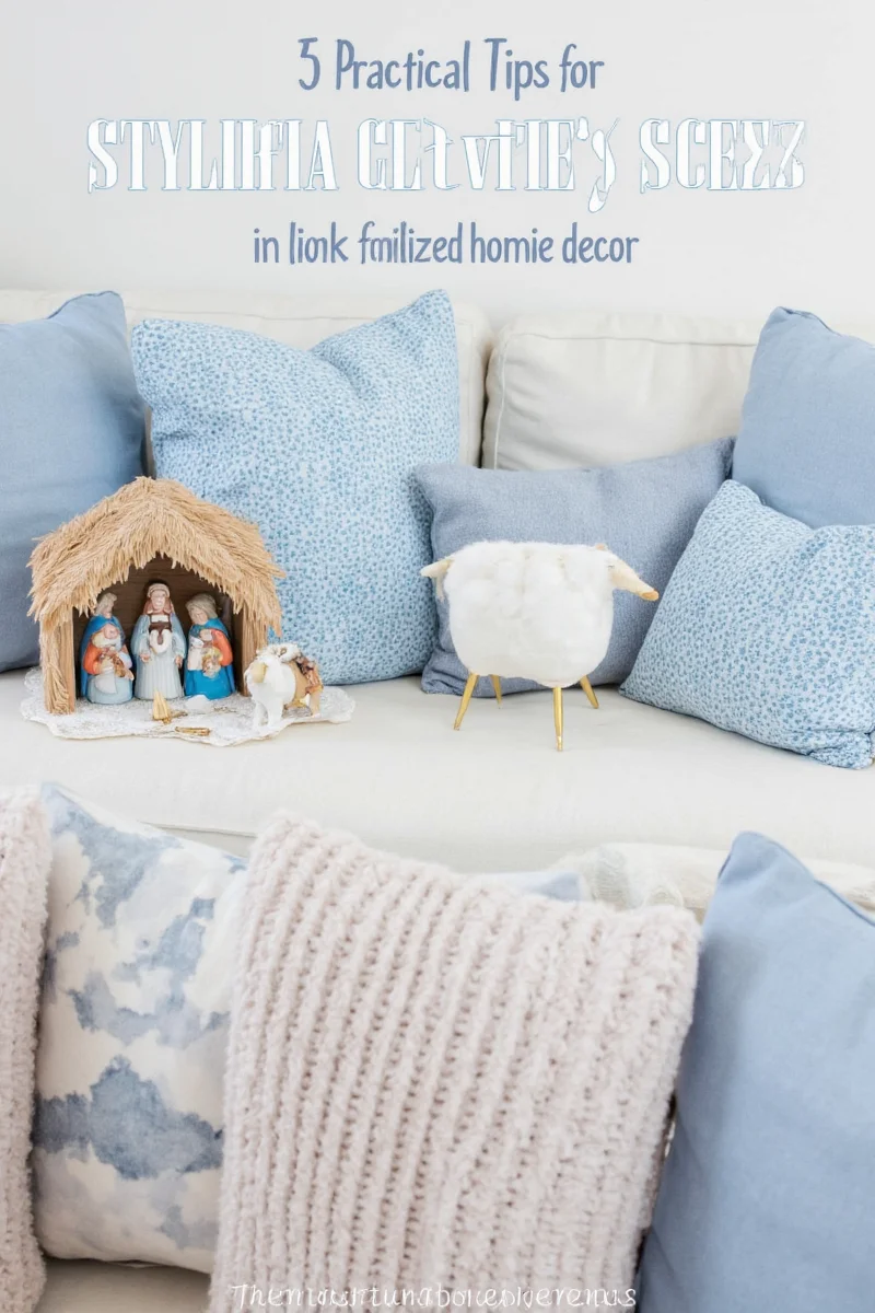 Blue and white nativity as center of dining table setup