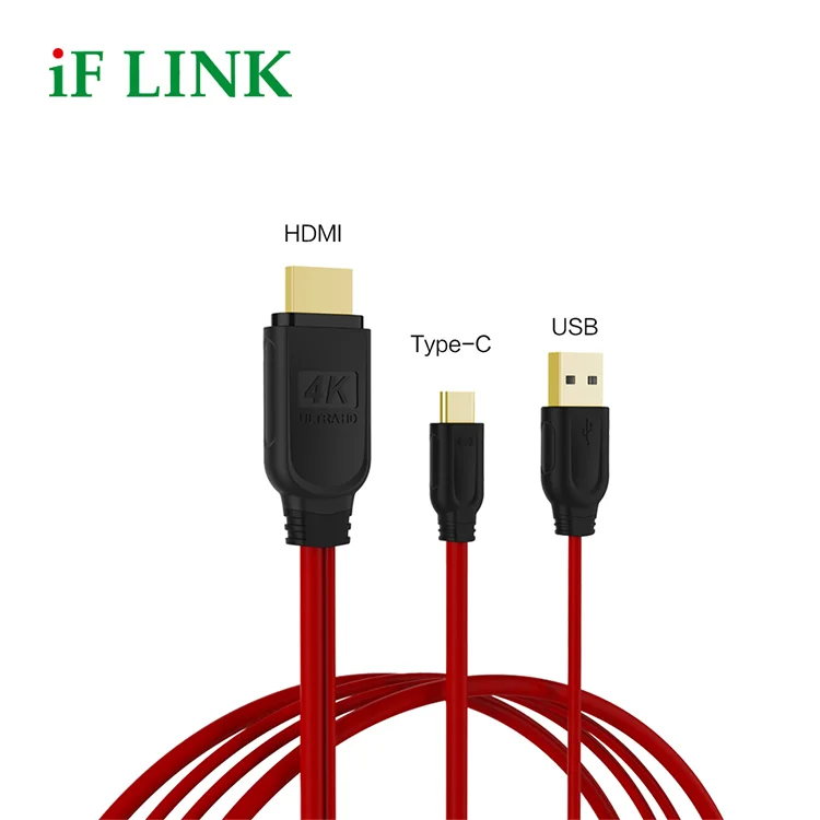 

1.8M 2 in 1 Mobile Phone to HDTV Monitor Cable 4K Audio Video Cables USB C to HDTV Charging Cable for Android and iSO Phone