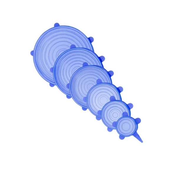 

Amazon reusable round 6pcs stretch lids silicone food cover silicone stretch lids, White,blue,yellow,green,pink