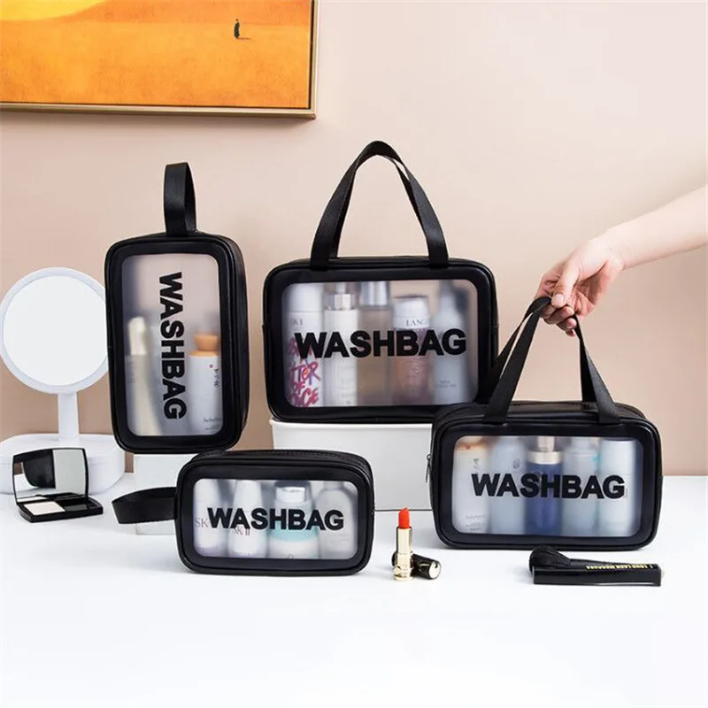 

Custom logo PU transparent cosmetic bag large capacity wash bag waterproof Cosmetic Bag