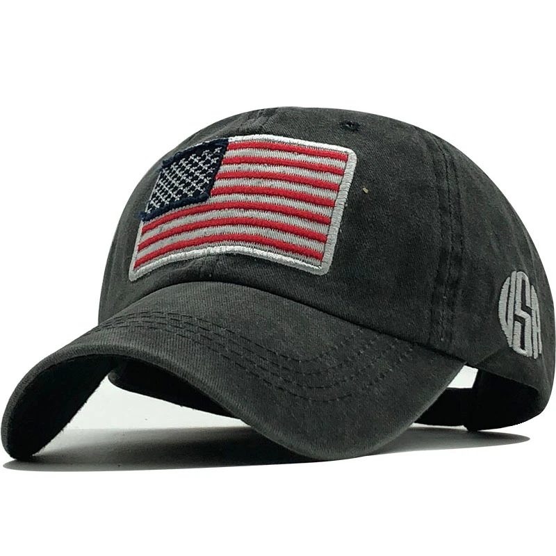 

Free Shipping Custom Logo 6 Panel Embroidery Patch USA Country Flag Distressed Vintage Baseball Hats For Men Women