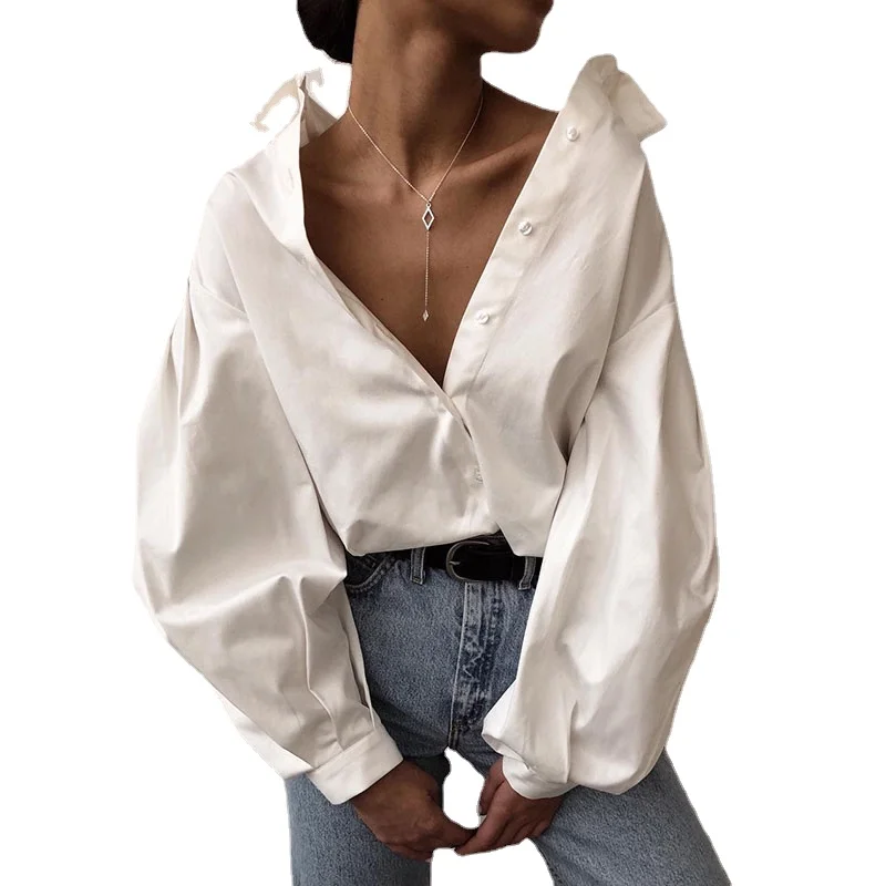 

Wholesale Long-Sleeve Fit Tops 2021 Stylish White Shirt Lady's Designer Black Clothing Sexy Fashionable Blouse Shirts for Women