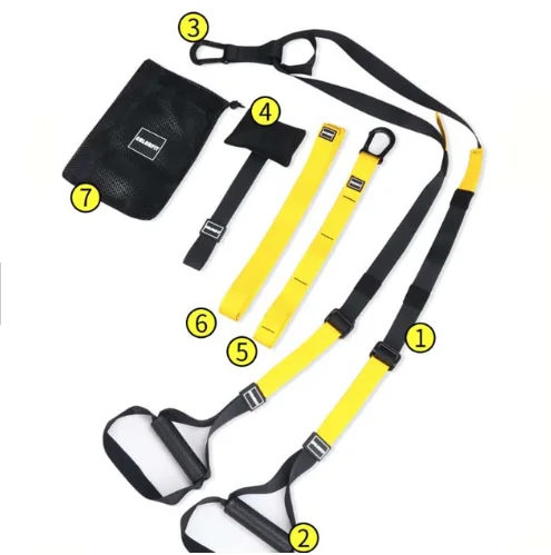 

Nylon Multifunction Durable Strength Fitness Suspension Adjustable Suspension Trainer, Green,pink,yellow