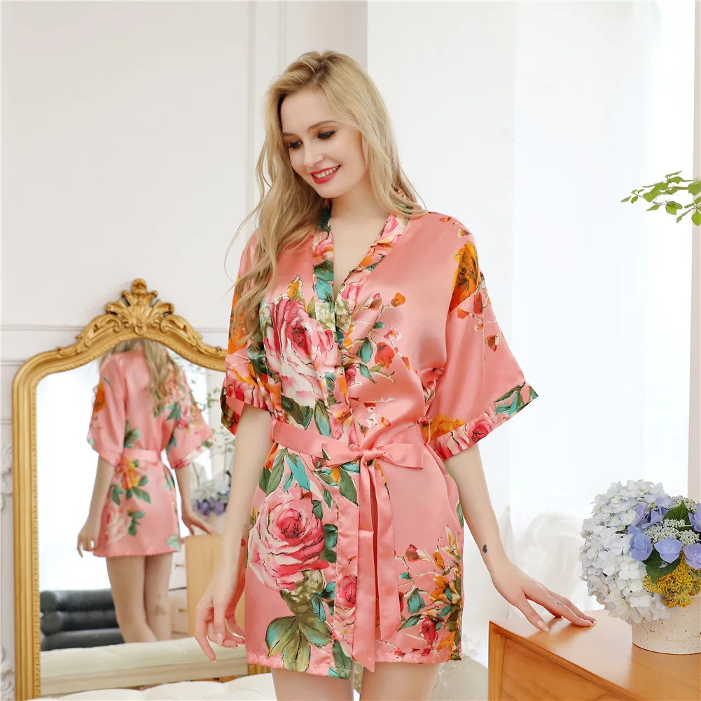 

PANEW1480 Women lingerie Robe Satin Sleepwear ladies nighty gown, 8color