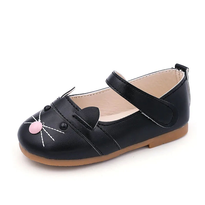 

Size 21-30 Spring Models Girls Sweet Princess Baotou Non-slip Leather Kids Girls Shoes, Black,white,pink