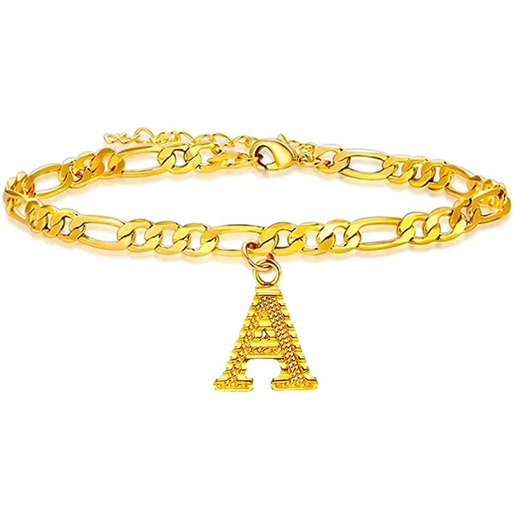 

New product explosion A-Z letters female men's bohemian jewelry copper anklet, As picture