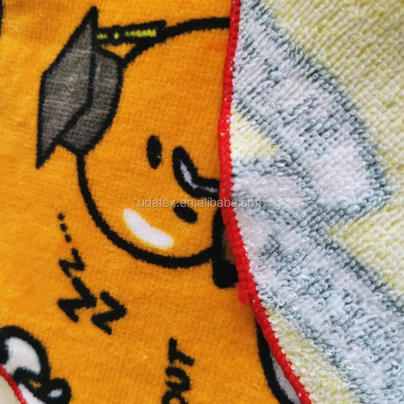 100% cotton reactive digital printing small lovely round face hand towel handkerchief towel for kids