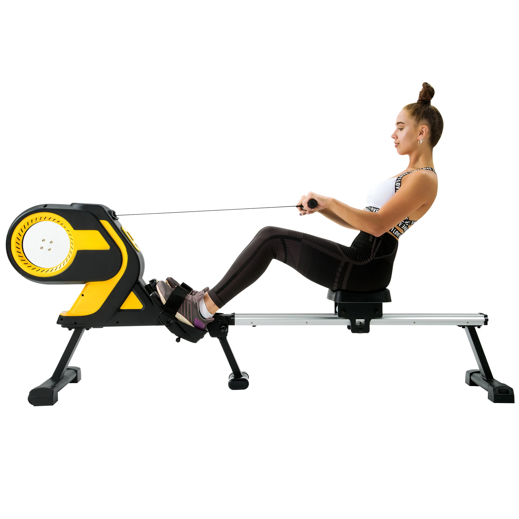 

Magnetic Rowing Machine with LCD Monitor Compact Folding Rower for Home Cardio Workout, Yellow