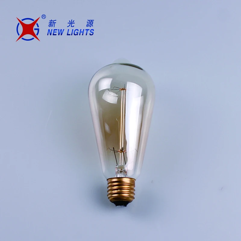 
Good quality ST64 110-240V 40/60W E27 E26 decoration Vintage Edison Bulb amber clear steeple hairpin tungsten filament lamp 