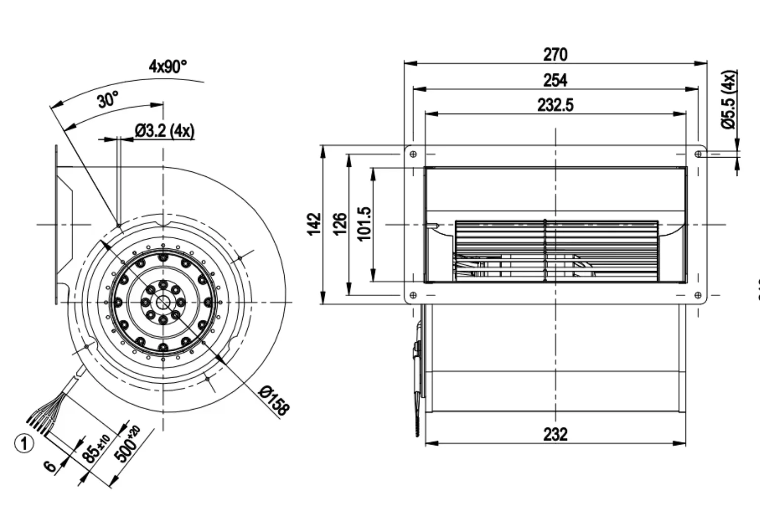 Centrifugal Fan, 146mm, D2D146-AA02-11, 230V, 290W - detail 10