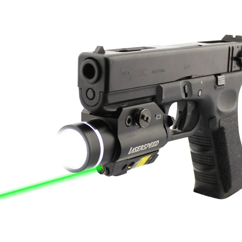 

Tactical Laser Flashlight Hunting Weapon Light Combo Green Laser Pistol Constant/Strobe Gun Light For Picatinny Rai