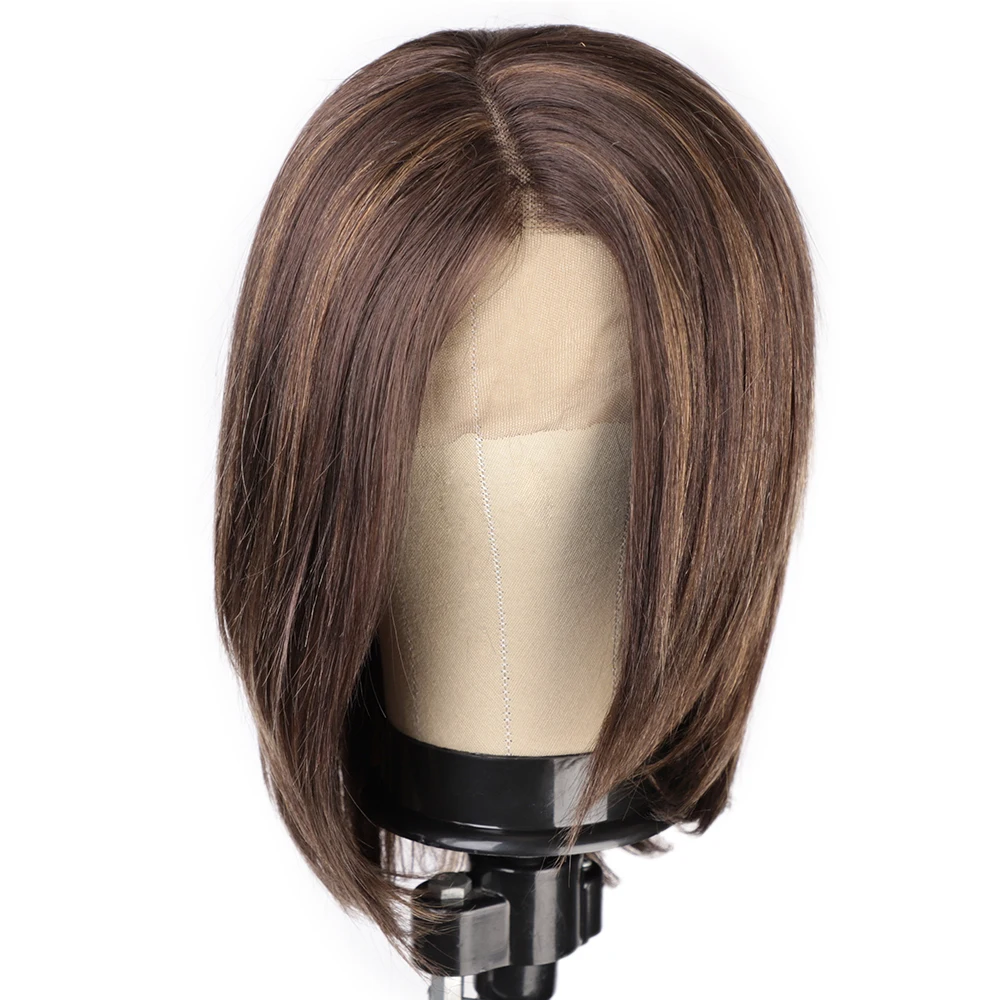 

Aisi Hair Cheap Medium Long Mixed Brown Swiss Lace Wig Natural Straight Brazilian Human Hair Lace Frontal Wigs For Black Women