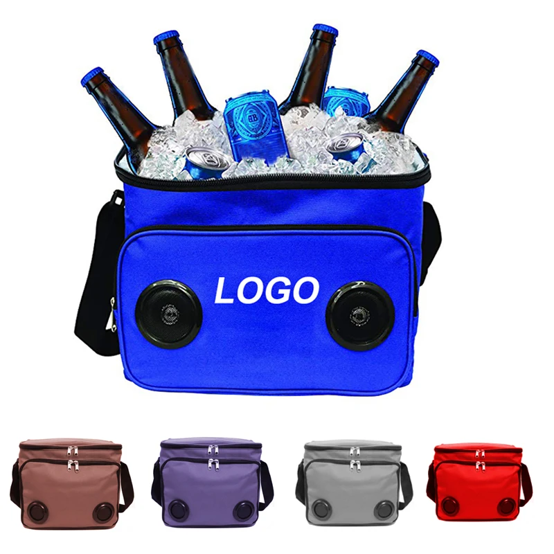 Cans Beer Cooler Travel Picnic Insulated Bag Beach Shoulder Cooler Bag With Built In Bluetooth