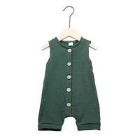 

Sleeveless baby girls boy clothes romper 12months linen baby jumpsuit