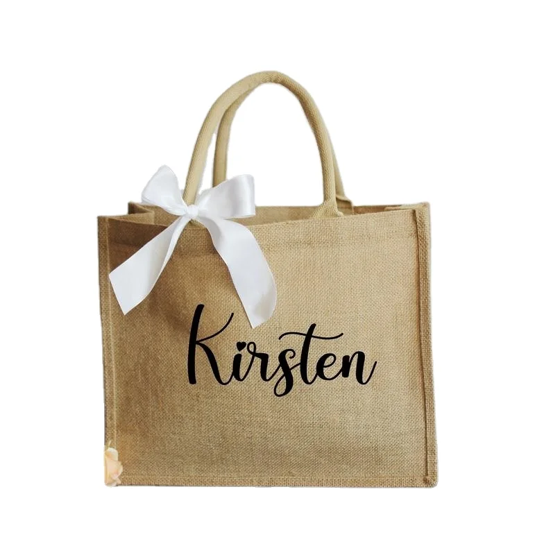 

Burlap Hemp Recycled Gift Tote Bag Linen Promotional Cheap Carry Shopping Bag With Custom Print, Customized color
