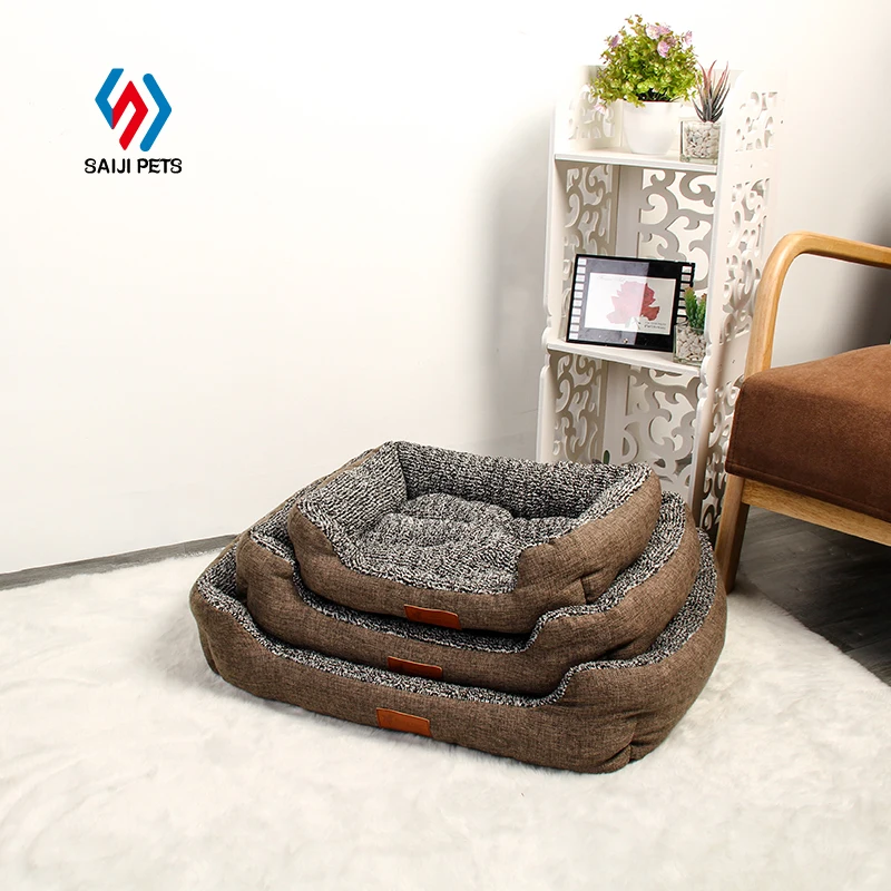 

Saiji hight quality ningbo pet supplies bed furniture factories direct sales festnight use plush cat dog cushion, Brown, grey, customized color