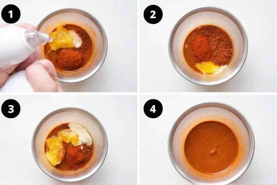 Step-by-step preparation of cayenne pepper garlic powder spray showing mixing ingredients in container