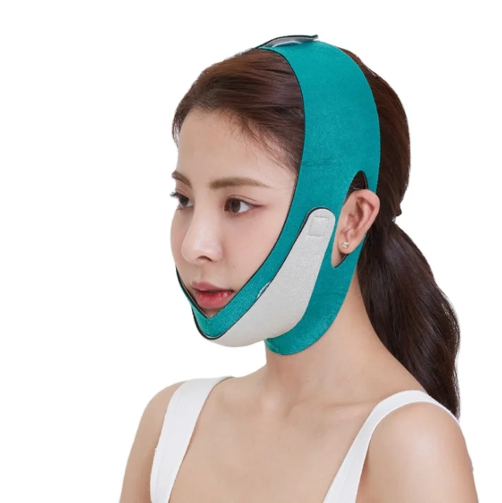 

V line mask Beauty facial shaper face slimming lifting band strap small tight double chin reducer bandage belt, Green
