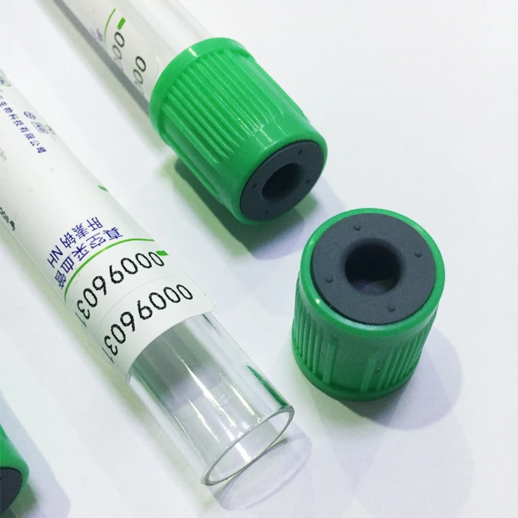 
Green Top Disposable Heparin Lithium Blood Collection Tube 