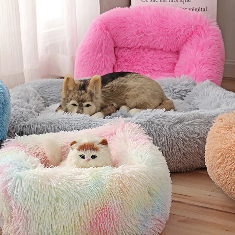 

Square Super Soft Winter Warm Sleeping Pad Plush Solid Color Pet Cat and Dog Bed