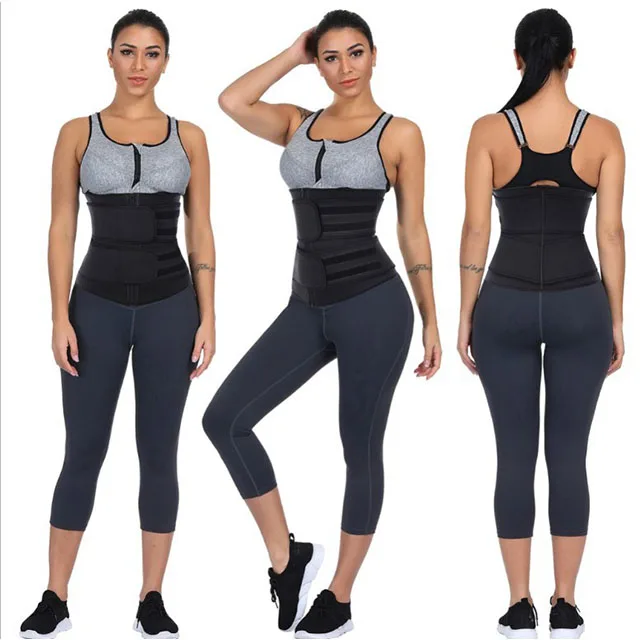 

Custom Logo High Compression shapewear Sweat Double Belt Women Workout Girdle Neoprene Waist Trainer, 2color