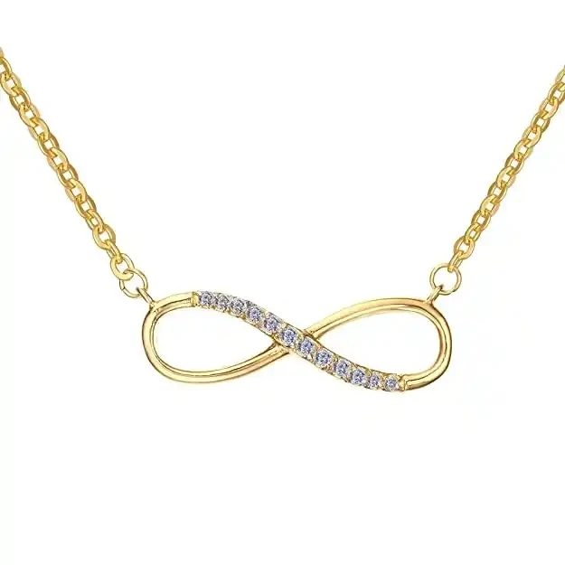 

Custom Valentine'S Day Gift Jewelry Women Stainless Steel 18k Gold Plated Cubic Zircon Infinity Pendant Necklace