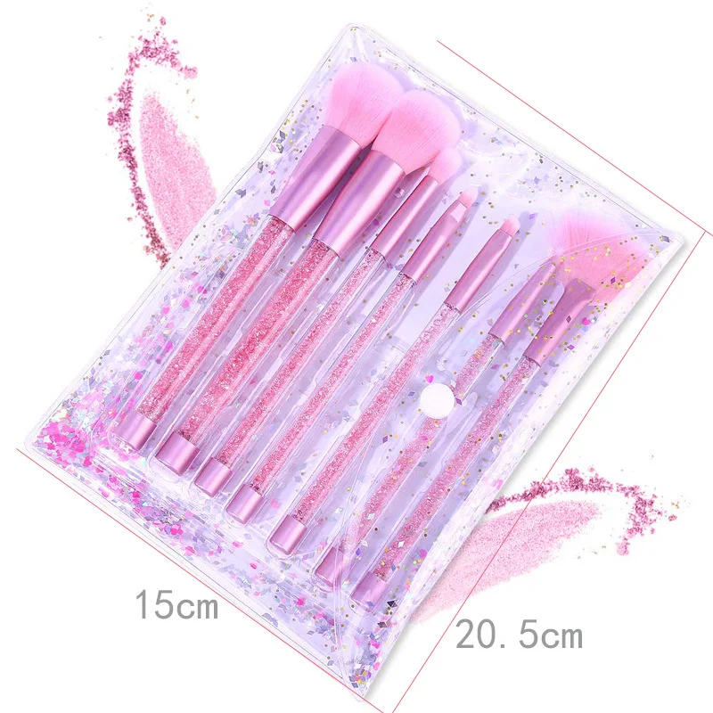 

HZM New Best 7pcs Crystal series high quality Synthetic Hair wholesale makeup brushes clear makeup brush set make up brushes, Pink, blue, purple