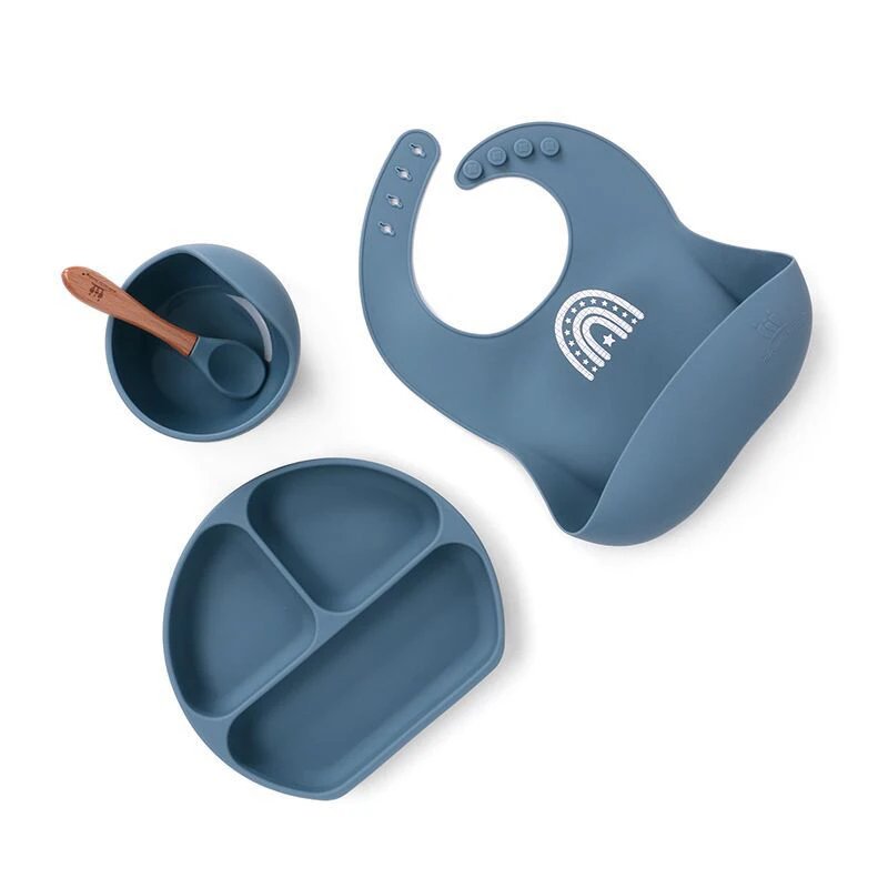 

Baby silicone bibs four-piece set of complementary food meal partition plate cartoon rice bowl