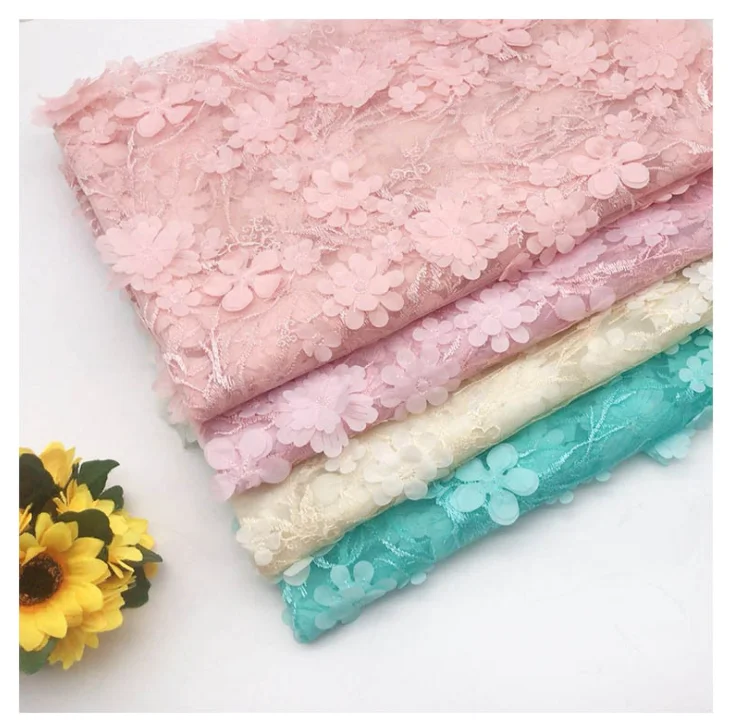 

Embroidered Lace Fabric 100% Polyester Cheap Water Soluble Textiles DIY Handmade For Dress
