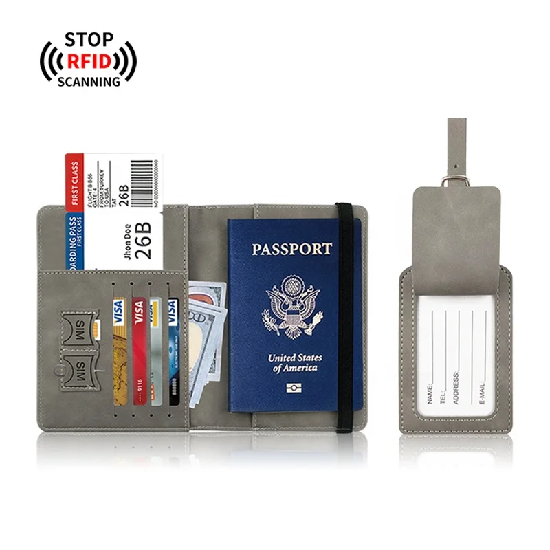 

Wholesale Rfid Passport Cover Tag Passport Sets Travel Family Passport Holder And Luggage Tag Set Leather