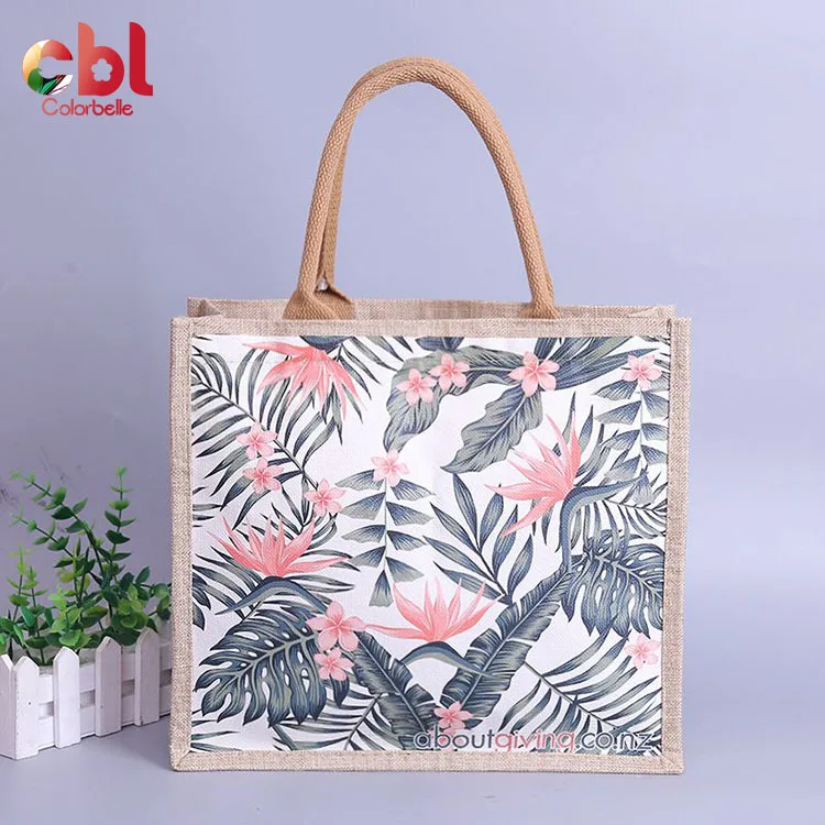 

Simulated Linen Tote Bag Custom Print eco friendly shopping Wholesale Cheap Promotional waterproof jute handbag, Nature